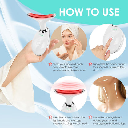 Gesichtsmassagegerät Gegen Falten,Gesicht Schönheit Gerät Mit 3 Modi,45℃ V Face Beauty Meter Gesichtsgerät Für Hautstraffung & Lifting EMS Gesichtsmassage Für Damen Herren V Shape Face Gerät (Weiß)