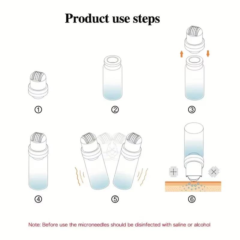 Hydra Roller 64Pins 20Pins 0.25MM Micro Titanium Needle Tips Derma Roller Skin Care anti Aging Whitening Bottle Roller Reusable
